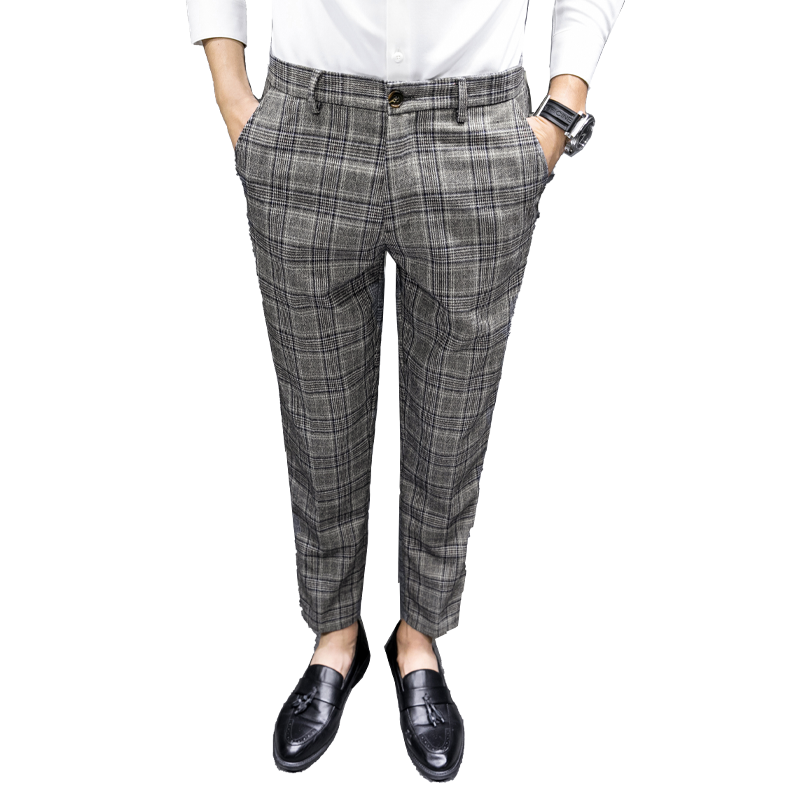 YASUGUOJI British Style Dress Suit Pant Man 2020 New Plaid Suit Pant Men Designer Gentlemen Business Casual Work Trousers