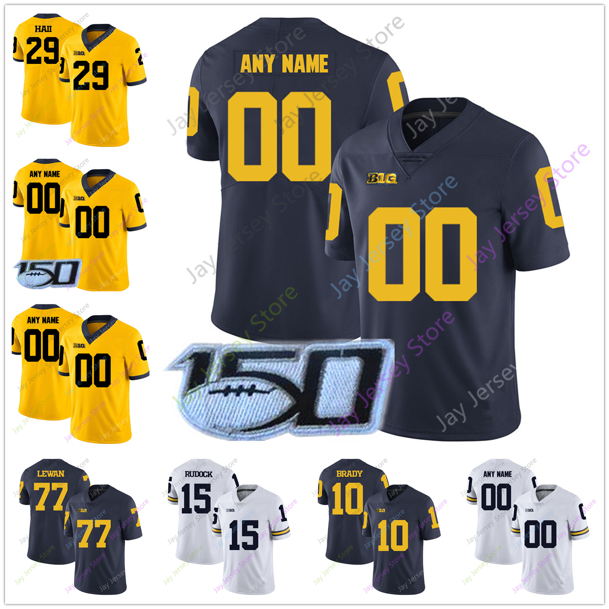 Michigan Wolverines College Football Jersey Christian Turner Sean McKeon Cornelius Johnson Ronnie Bell Glasgow Karan Higdon Chris Evans, No 150th patch
Michigan Wolverines College Football Jersey Christian Turner Sean McKeon Cornelius Johnson Ronnie Bell Glasgow Karan Higdon Chris Evans, No 150th patch