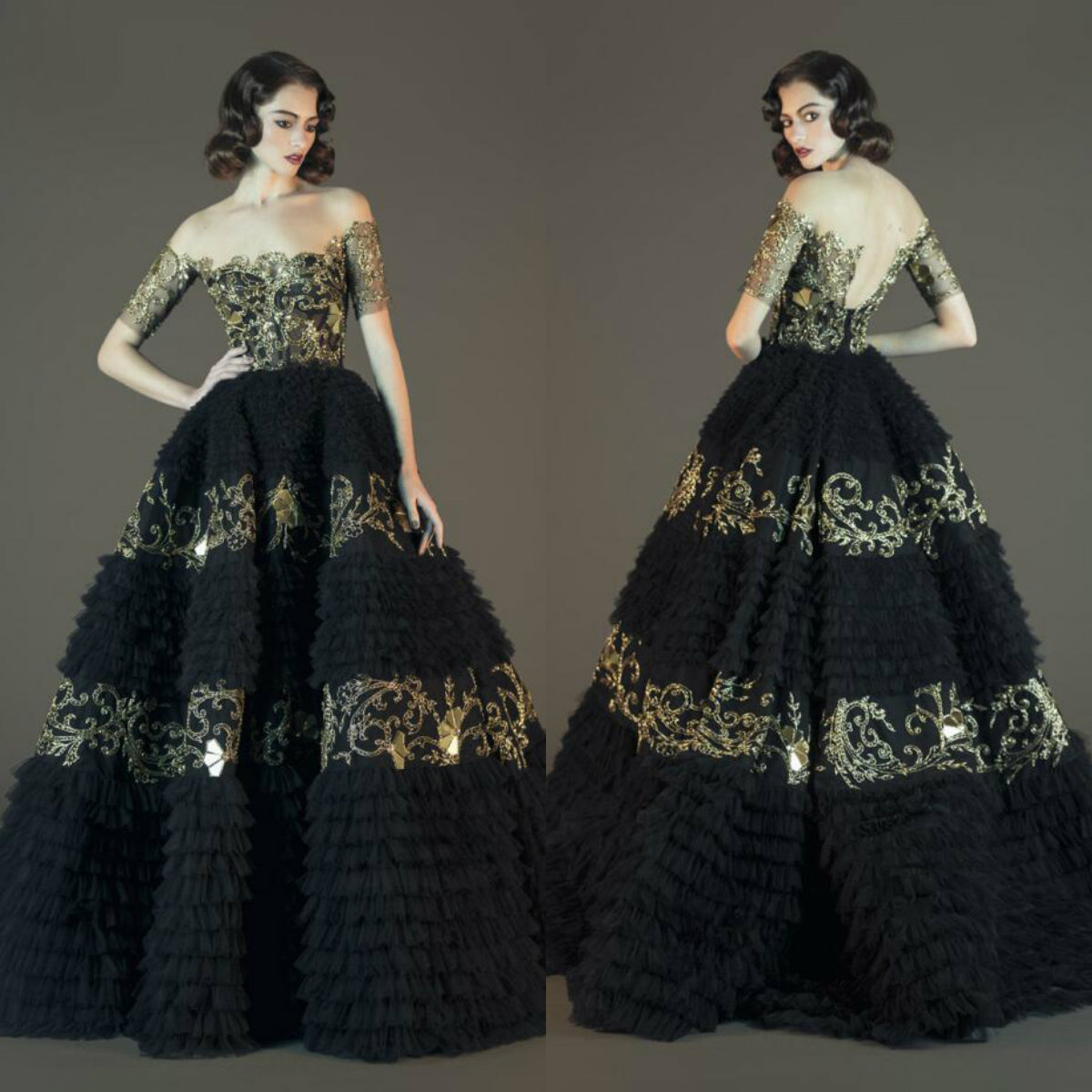 2019 Black Prom Dresses With Gold Appliqued Tiered Skirt Off The Shoulder Luxury Evening Dress Beaded Celebrity Party Gowns Abiti Da Sposa
2019 Black Prom Dresses With Gold Appliqued Tiered Skirt Off The Shoulder Luxury Evening Dress Beaded Celebrity Party Gowns Abiti Da Sposa