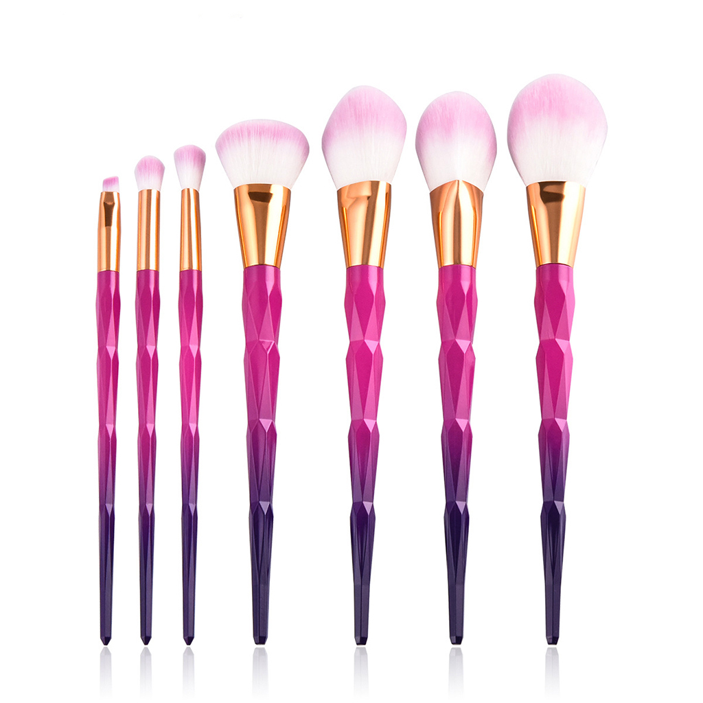 7Pcs set Diamond Makeup Brush Cosmetic Blending Rainbow Professional Makeup Brushes Set Eyeliner Eyebrow Lip Brush Beauty Tool