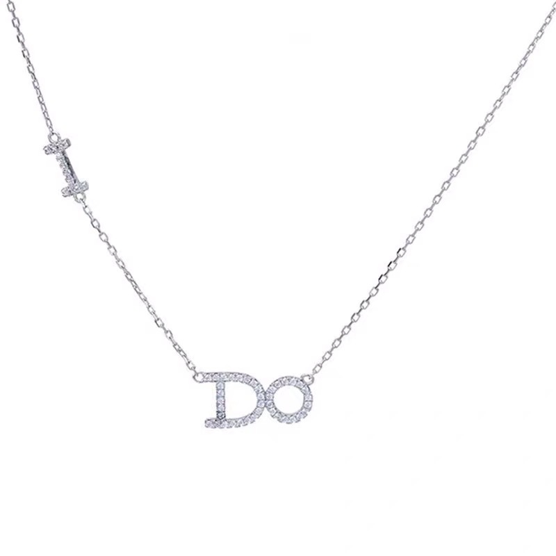 Fashionsterling silver simple I do letter necklace European Bailey I do clavicle chain