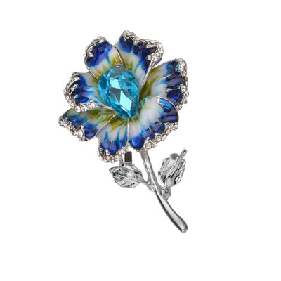 Fashion Rose Flower Crystal Brooches For Women 2019 Dress Scarf Brooch Pins Jewelry Fine Accessories b206