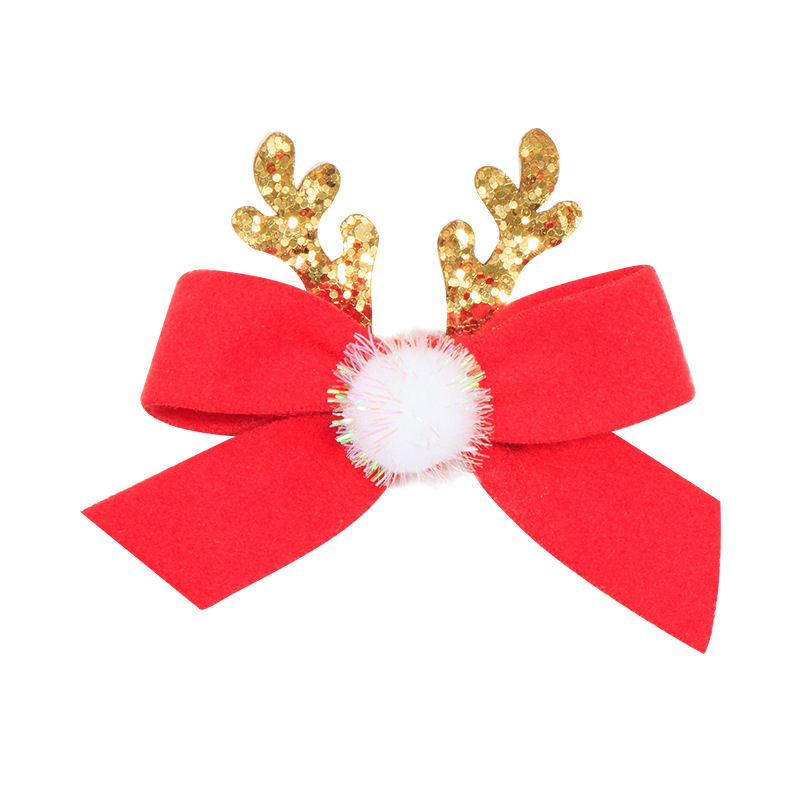 20 pcs/lot, Christmas Reindeer Bow Hair clips, Felt flowers Glitter hair bow clips, Children girls accessories