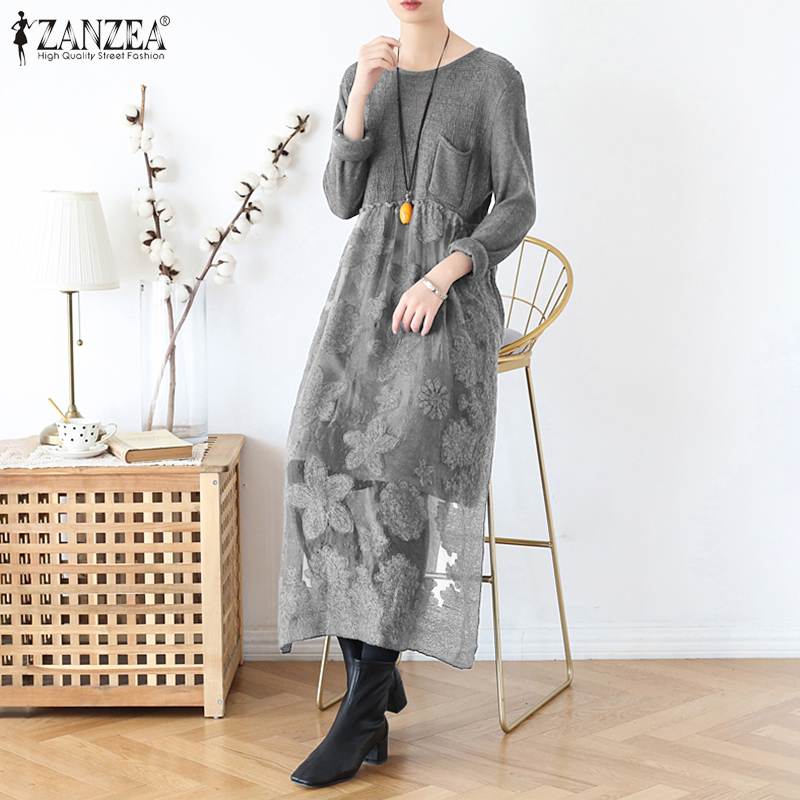 Fashion Lace Patchwork Dress Women' Spring Sundress ZANZEA 2020 Casual Long Sleeve Split Vestidos Female Floral Robe Plus Size, Gray
Fashion Lace Patchwork Dress Women' Spring Sundress ZANZEA 2020 Casual Long Sleeve Split Vestidos Female Floral Robe Plus Size, Gray