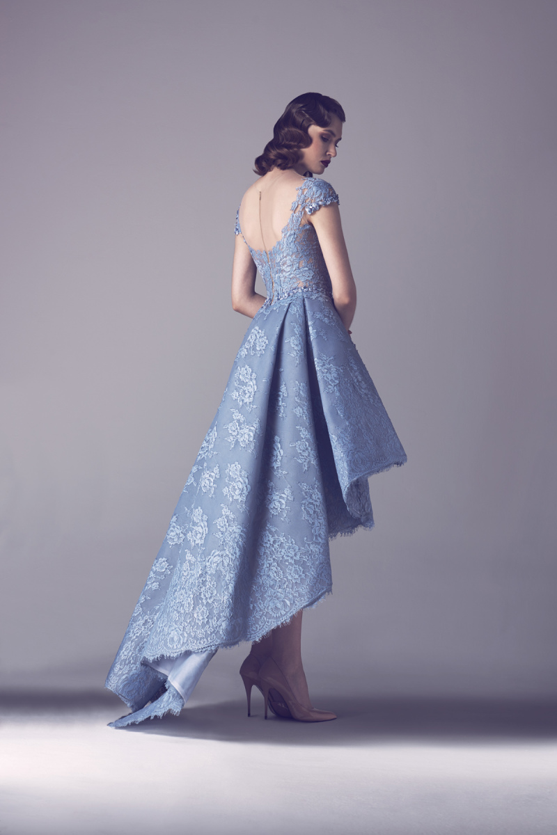 2019 Vintage Lace Prom Dresses Hi Lo Cap Sleeves Beaded Plus Size Evening Dress Fadwa Baalbaki Formal Party Gowns Vestido de Festa