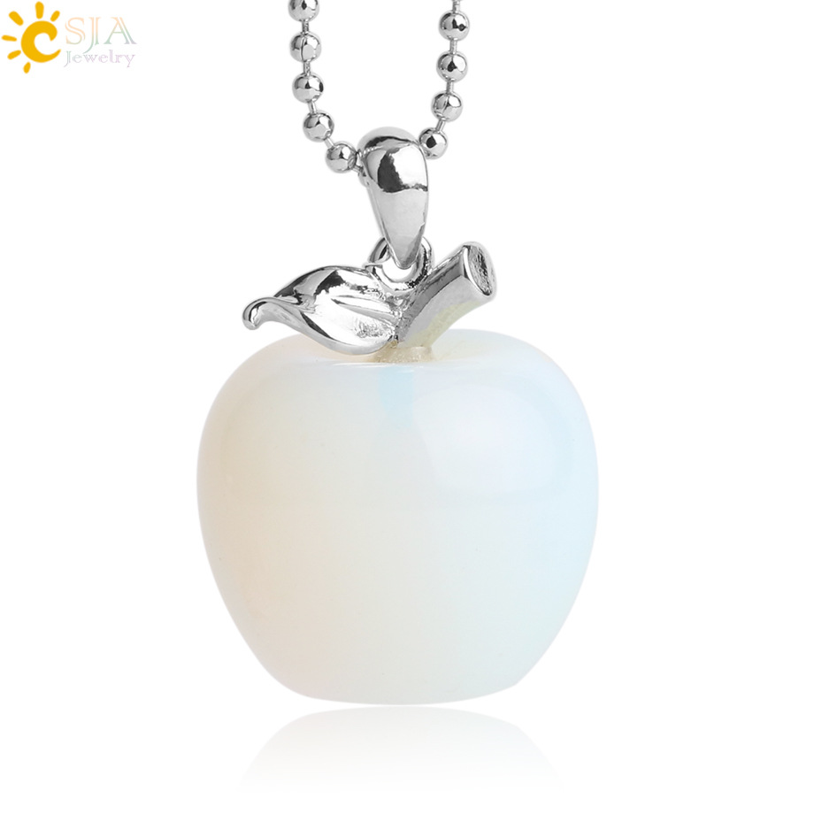 Suspension Apple Natural Stone Pendant Crystal Pendants Quartz Bead Necklaces Fashion Jewelry for Female Women Gift