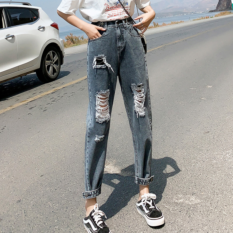 2020 NEW Elastic Waist Jeans Women' Summer Loose Korean Version Ofhe Fashion Hole Harlan Daddy Pants Casual Mom Jeans, Blue
2020 NEW Elastic Waist Jeans Women' Summer Loose Korean Version Ofhe Fashion Hole Harlan Daddy Pants Casual Mom Jeans, Blue