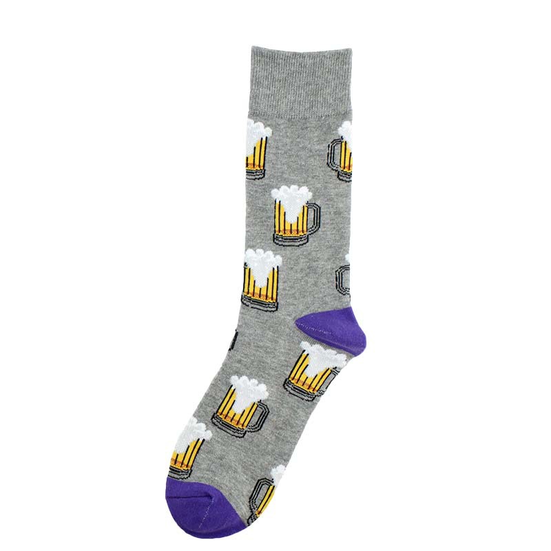 New men's Crew Socks Funny Cotton Harajuku Creative Beer Elephant Boxing Pattern Trend Fashion Men's Socks Christmas Sock Gift