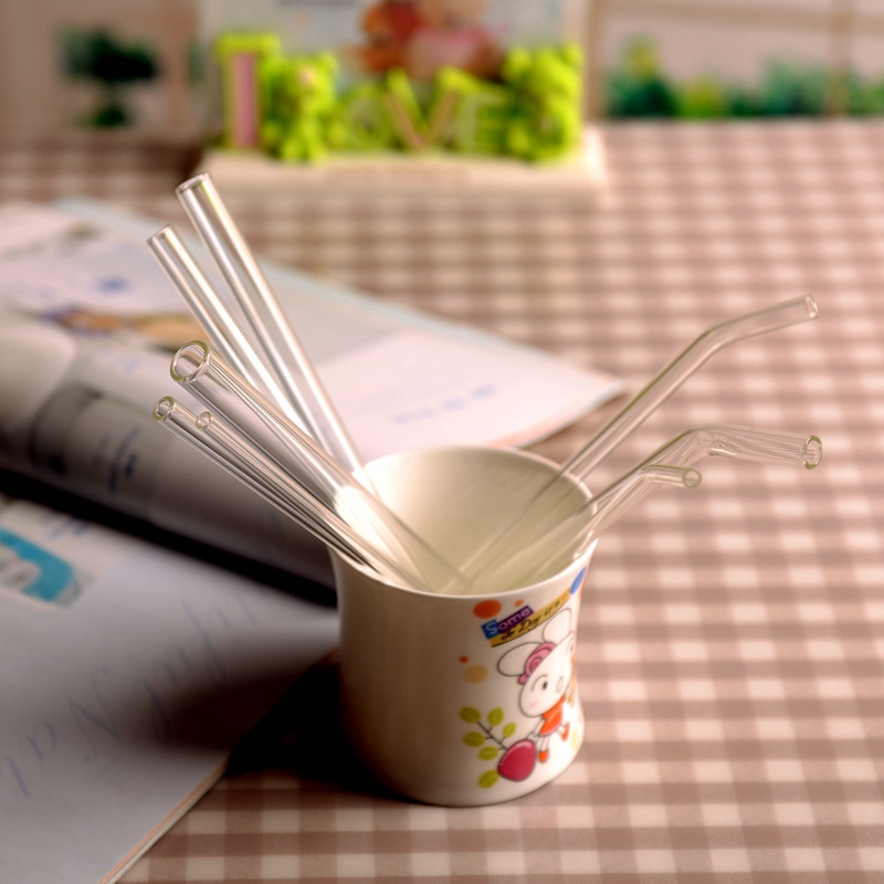 Transparent Glass Straw Temperature Resistant Reusable Eco-friendly Lead-free Cup Straw Milk Tea Thick Drinking Curved Straws BH2020 TQQ