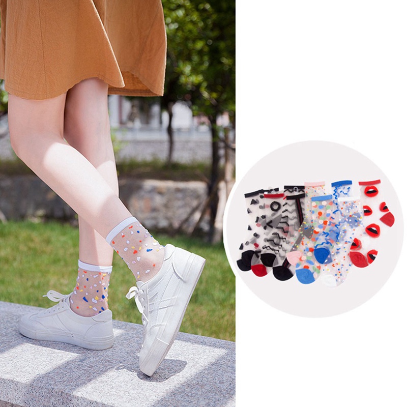 Spring Summer Ultra-thin Glass Filament Socks Woman Printing Dots Korean Style Silk Socks Cute Stripe Transparent, H07
Spring Summer Ultra-thin Glass Filament Socks Woman Printing Dots Korean Style Silk Socks Cute Stripe Transparent, H07