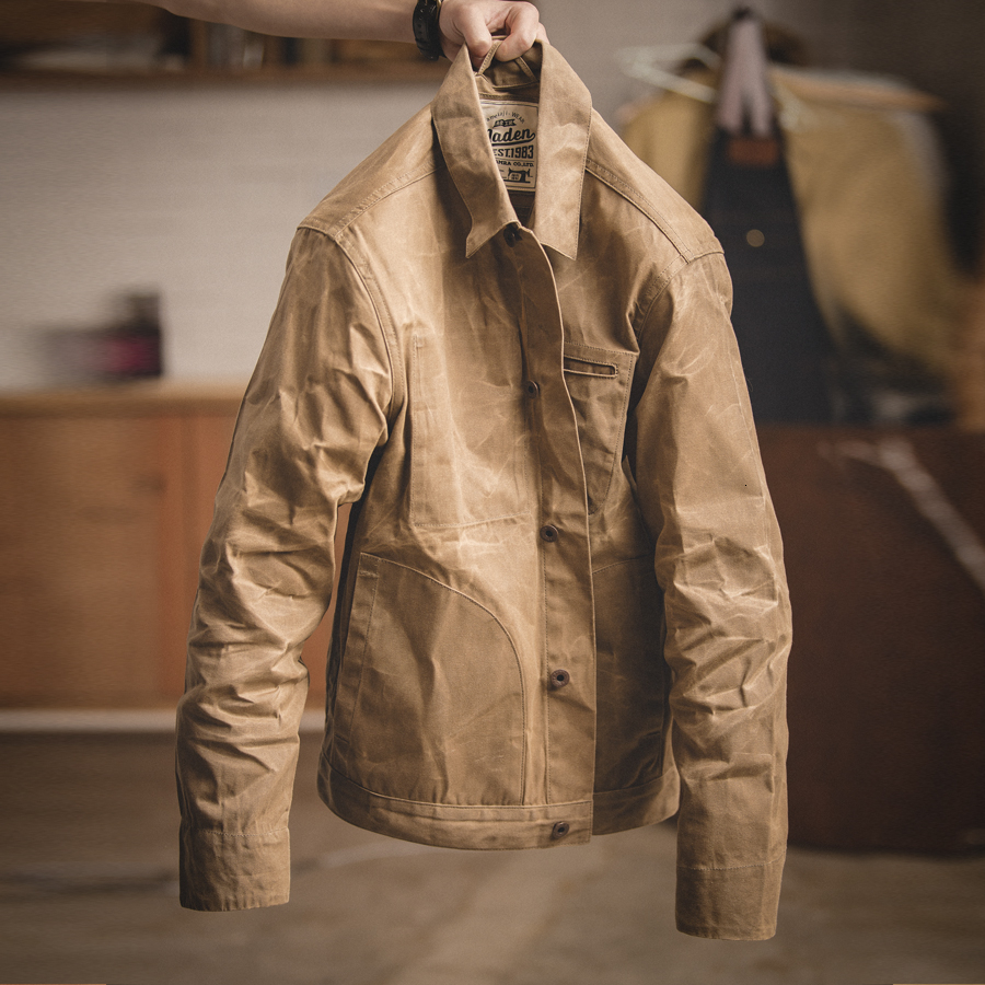 MADEN Men's Waxed Canvas Cotton Jacket Military Light Spring Work Jacket Khaki LY191206, Ye llow
MADEN Men's Waxed Canvas Cotton Jacket Military Light Spring Work Jacket Khaki LY191206, Ye llow