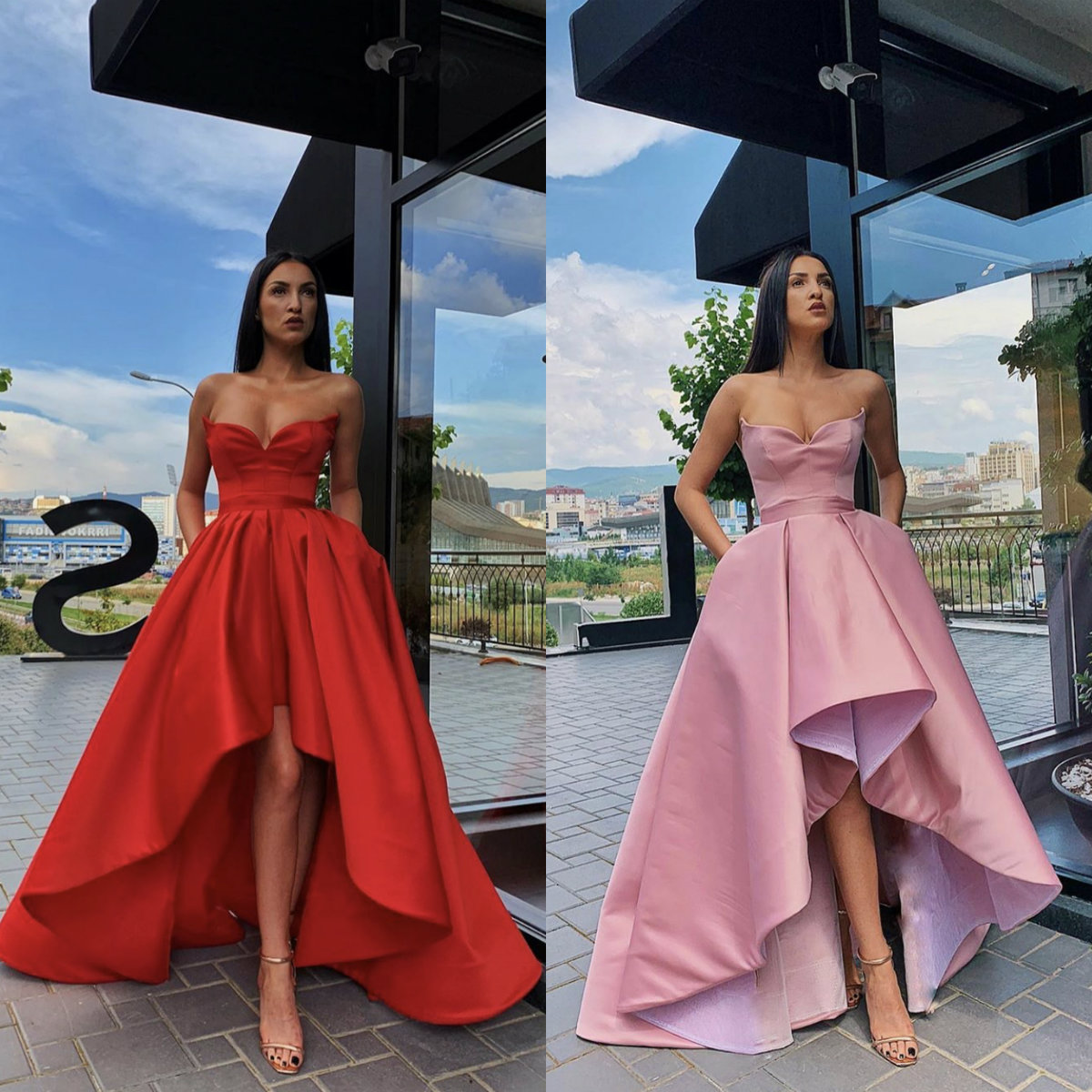 2020 High Low Prom Dresses Sweetheart Satin Ruffles A Line Cheap Evening Dress Custom Made Arabic Formal Robes De Soirée, Water melon
2020 High Low Prom Dresses Sweetheart Satin Ruffles A Line Cheap Evening Dress Custom Made Arabic Formal Robes De Soirée, Water melon