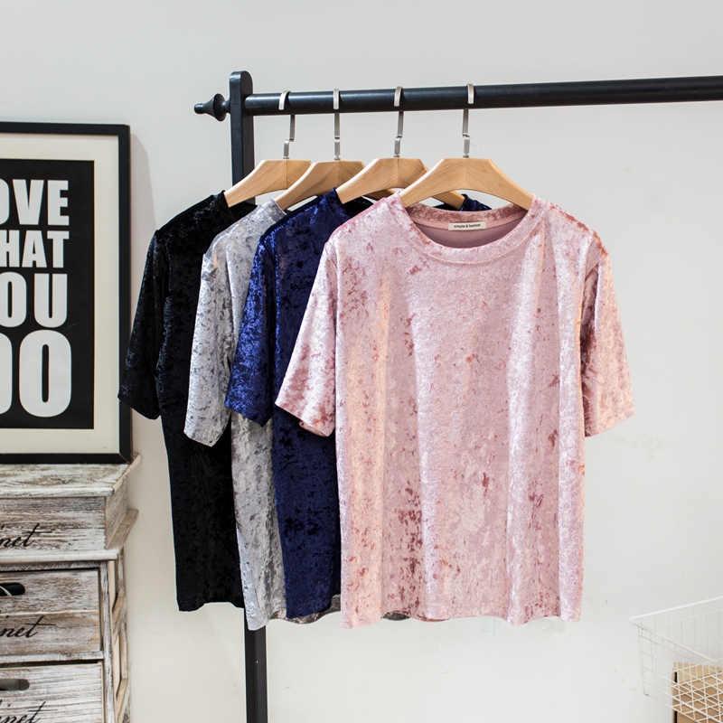 New arrival women velvet t shirt summer short sleeve diamond velvet top womens loose velour tee shirt femme camisetas mujer, Pink
New arrival women velvet t shirt summer short sleeve diamond velvet top womens loose velour tee shirt femme camisetas mujer, Pink