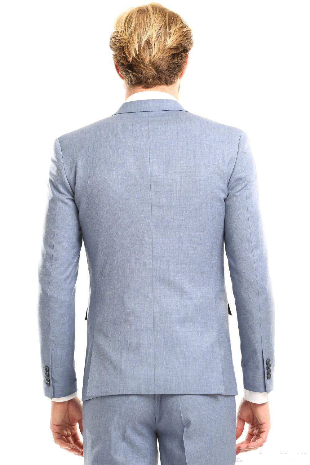 Sky Blue Classic Wedding Men Suits Notched Lapel Two Pieces (Blazer+Pant) Bridegroom Tuxedos Evening Party Suits For Sale