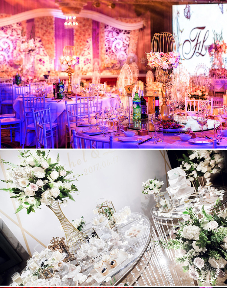 Extraordinary Wedding Trumpet Shape Gold/White Metal Flower Stand Road Lead For Wedding Party Banquet Home Decoration Usage