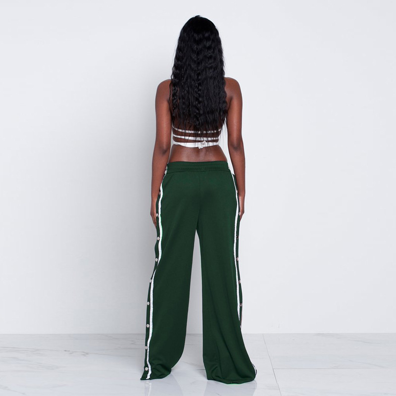 Sweatpants Women Wide Leg Pants Palazzo Long Snap Capris Ladies Casual Loose Side Split Bohemian Bottom Sexy Button Trousers Y19070101