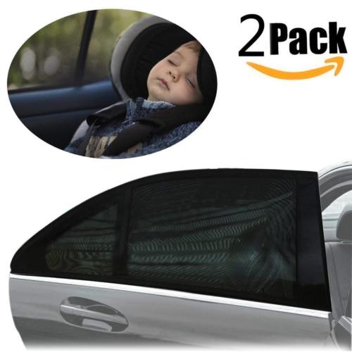 2X Sonnenschutz Auto Kinder Baby mit UV Schutz PKW Autofenster KFZ Fenster Heckscheibe Seitenscheibe Sonnenblende Schwarz, 54 x92cm