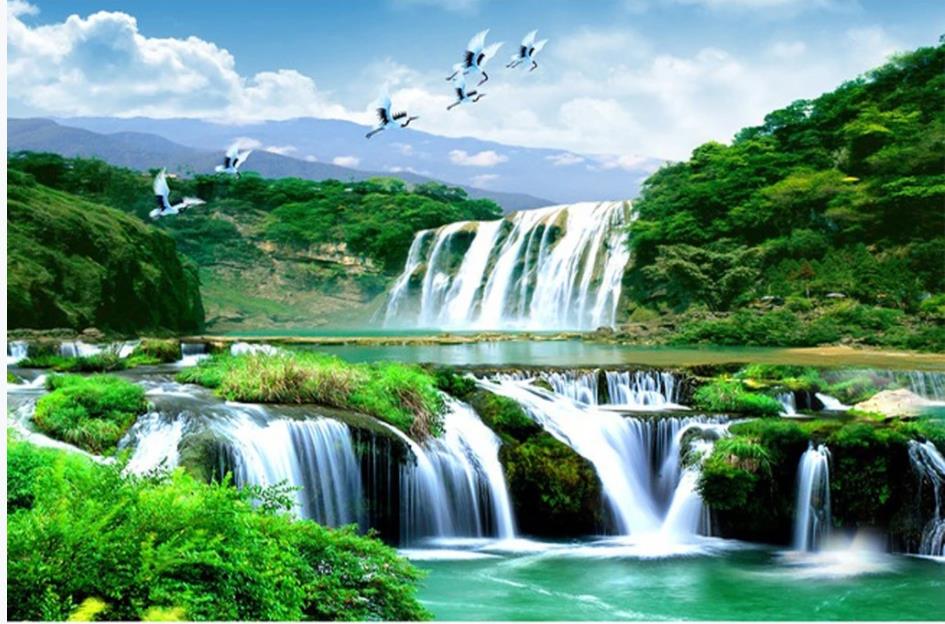 

green landscape waterfall wall mural 3d wallpaper 3d wall papers for tv backdrop
