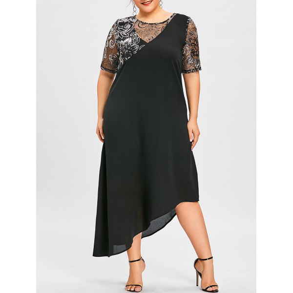 Beaded Plus Fashion Size Prom Dresses A Line Sheer Jewel Neck Appliqued Evening Gown Tea Length Chiffon Short Sleeves Formal Dress ppliqued