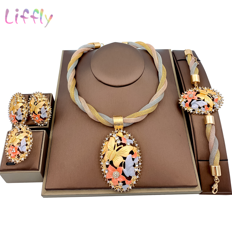 Earrings & Necklace Nigeria Fashion Jewelry Sets Round Tassel Bracelet Party Women Ring Crystal Accessories, As pic
Earrings & Necklace Nigeria Fashion Jewelry Sets Round Tassel Bracelet Party Women Ring Crystal Accessories, As pic