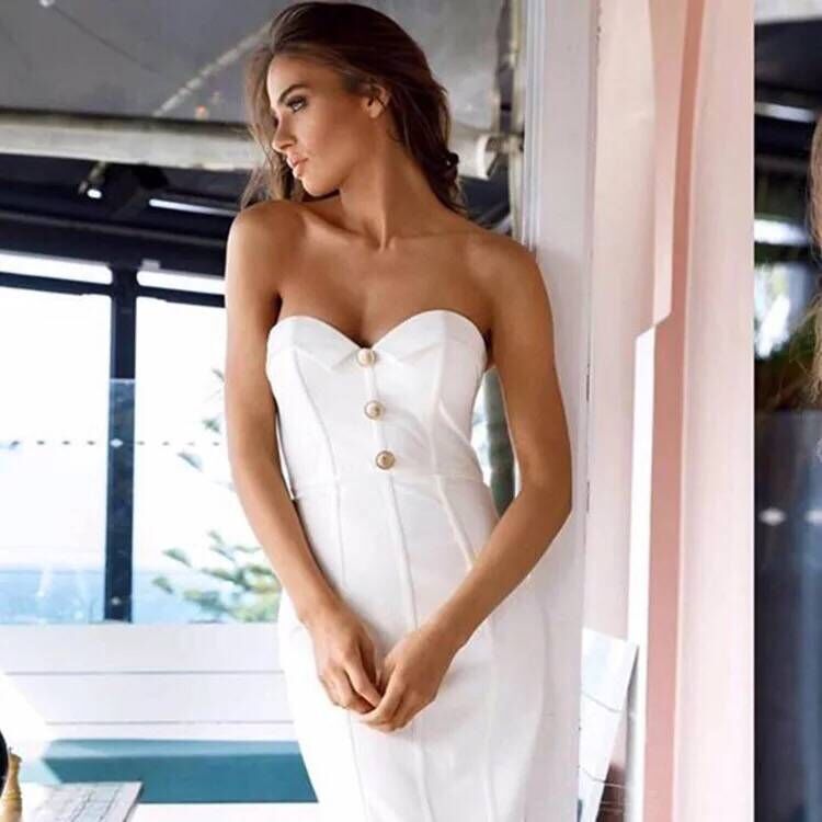 Whie Bandage Dress Celebrity Strapless Sexy Button Evening Party Dresses Elegant Bodycon Women, White
Whie Bandage Dress Celebrity Strapless Sexy Button Evening Party Dresses Elegant Bodycon Women, White