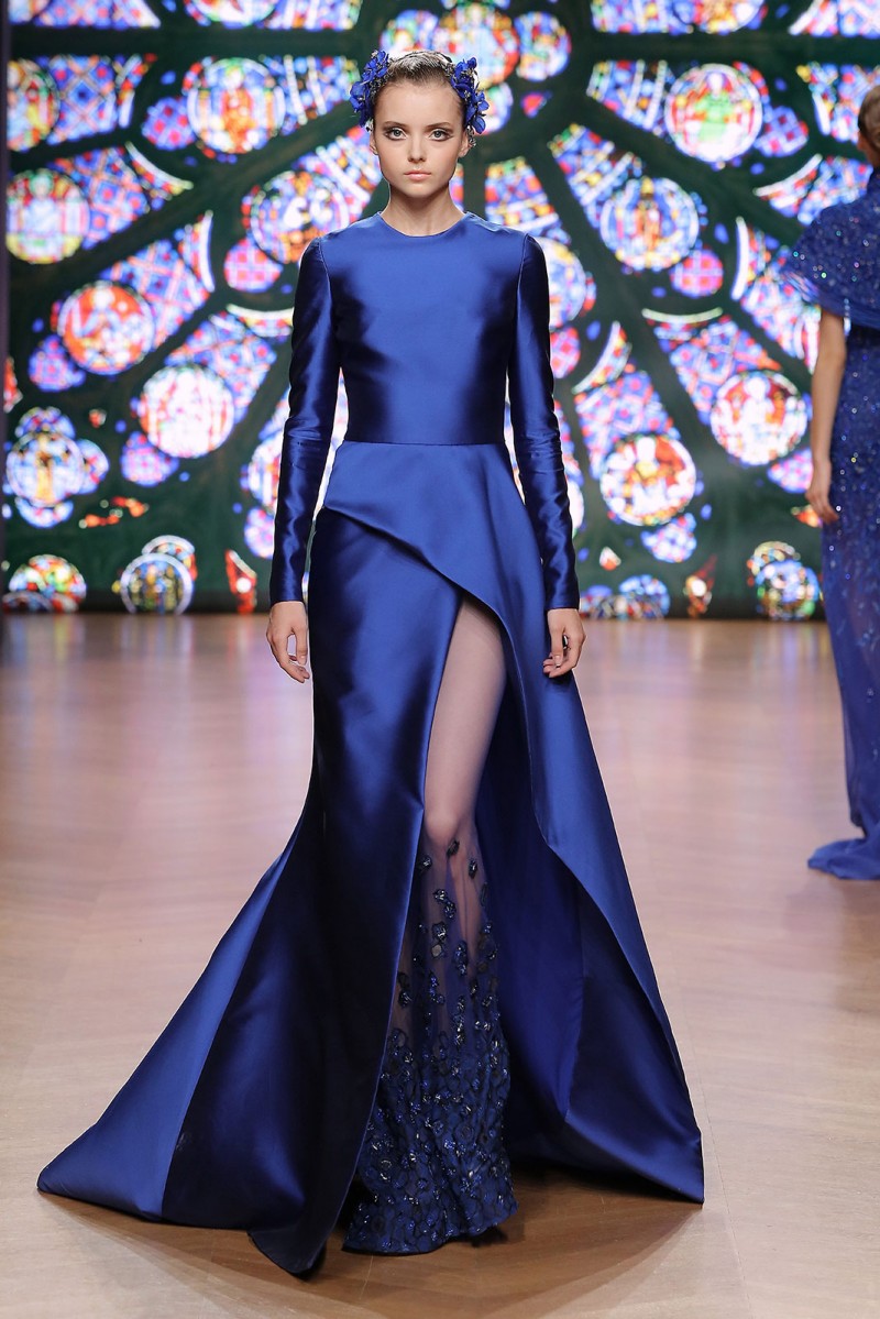 tony ward royal blue satin prom dresses long sleeve side split formal evening gowns jewel neck plus size party dress