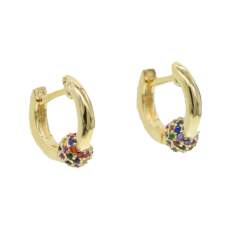 10mm Mini huggie hoop earring with rainbow cz disco ball fashion simple girl women gift earring jewelry