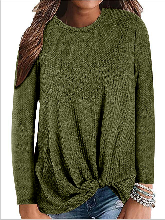 Spot 2021 European Spring and Autumn Fashion Casual Long Sleeve Solid Color Round Neck Street Knitwear Support Mixed Batch