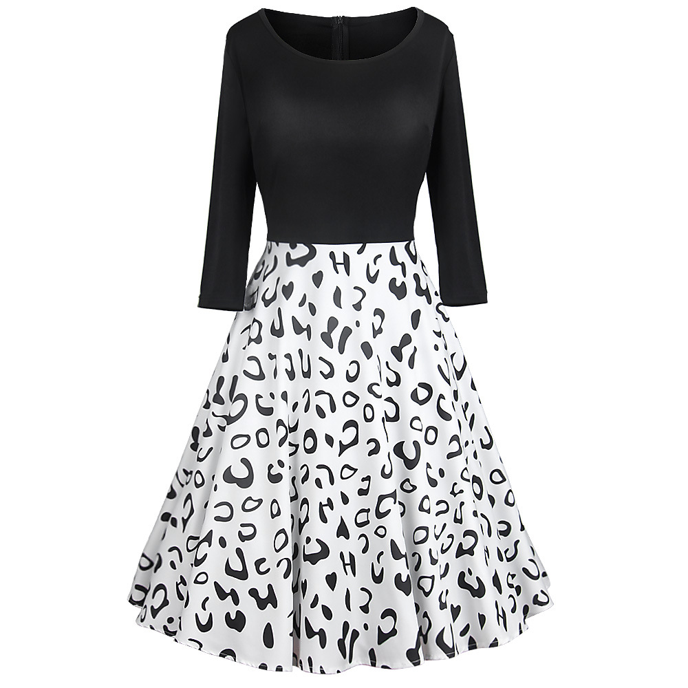 Women Spring Dresses Leopard Print O-Neck Dress Seven-Point Sleeve High Waist Big Swing A-Line Dress Patchwork Femme Jupe MZ3362, Red
Women Spring Dresses Leopard Print O-Neck Dress Seven-Point Sleeve High Waist Big Swing A-Line Dress Patchwork Femme Jupe MZ3362, Red