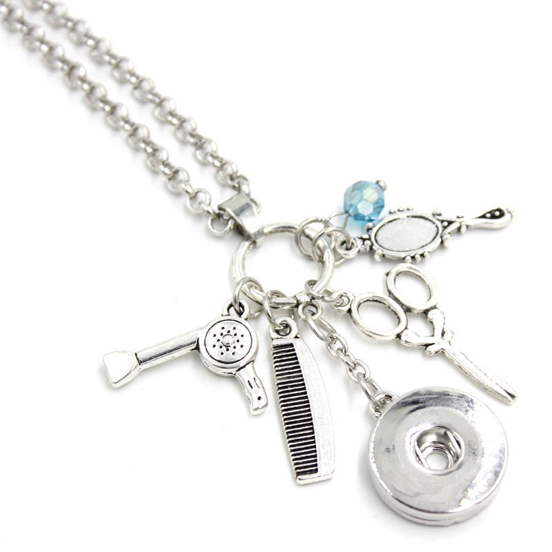 New Arrival Wholesale Women Necklace Hair Stylist Hair Dryer Mirror Comb Scissors Charms Pendant Necklace 18mm Snap button necklace gifts
New Arrival Wholesale Women Necklace Hair Stylist Hair Dryer Mirror Comb Scissors Charms Pendant Necklace 18mm Snap button necklace gifts