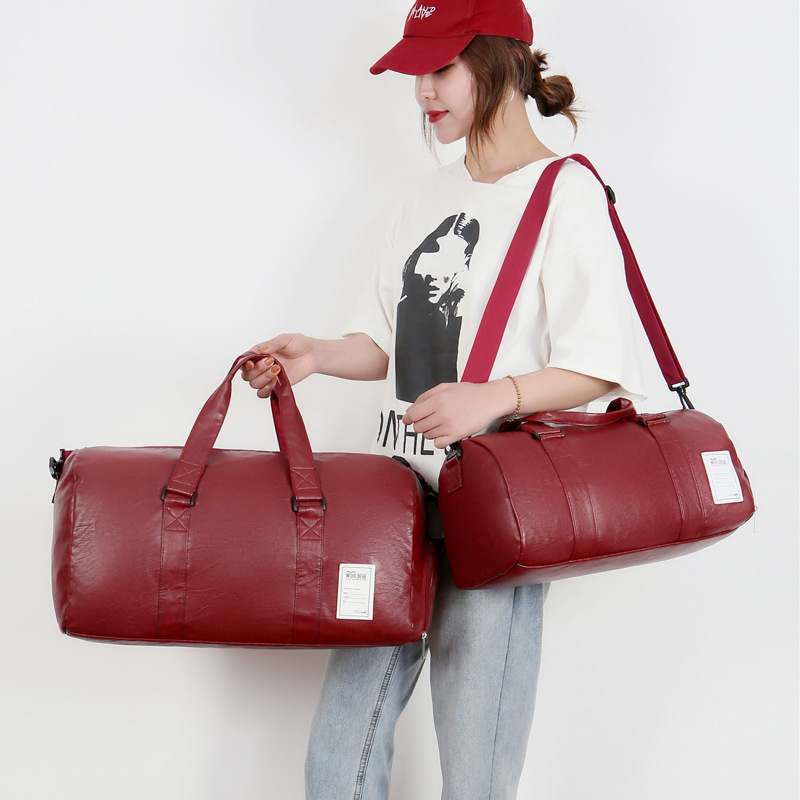 PU Leather Travel Bags Men's Fitness Bag Clothes Storage Handbag Waterproof Sports Yoga Gym Bags Women Luggage Duffle Shoe Bag
