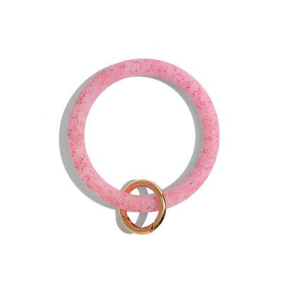 Shiny Silicone O Bracelet Keychain Fashion Circle Exaggeration Wrist Keyring Accessories Glitter Keychain Key Ring Women Gift