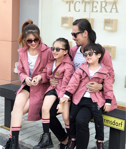 2019 New arrival Family Matching Outfits wind coat orange color Comfortable