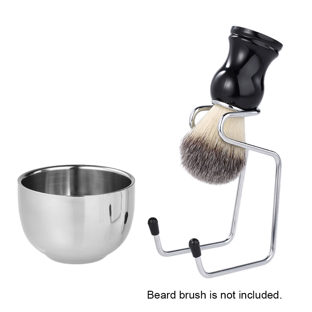 Men's Beard Shaving Mug Bowl Brush Stand Holder StainlessSteel Hair Moustache Facial Cleaning Soap bowl Cup For Barber Salon Home