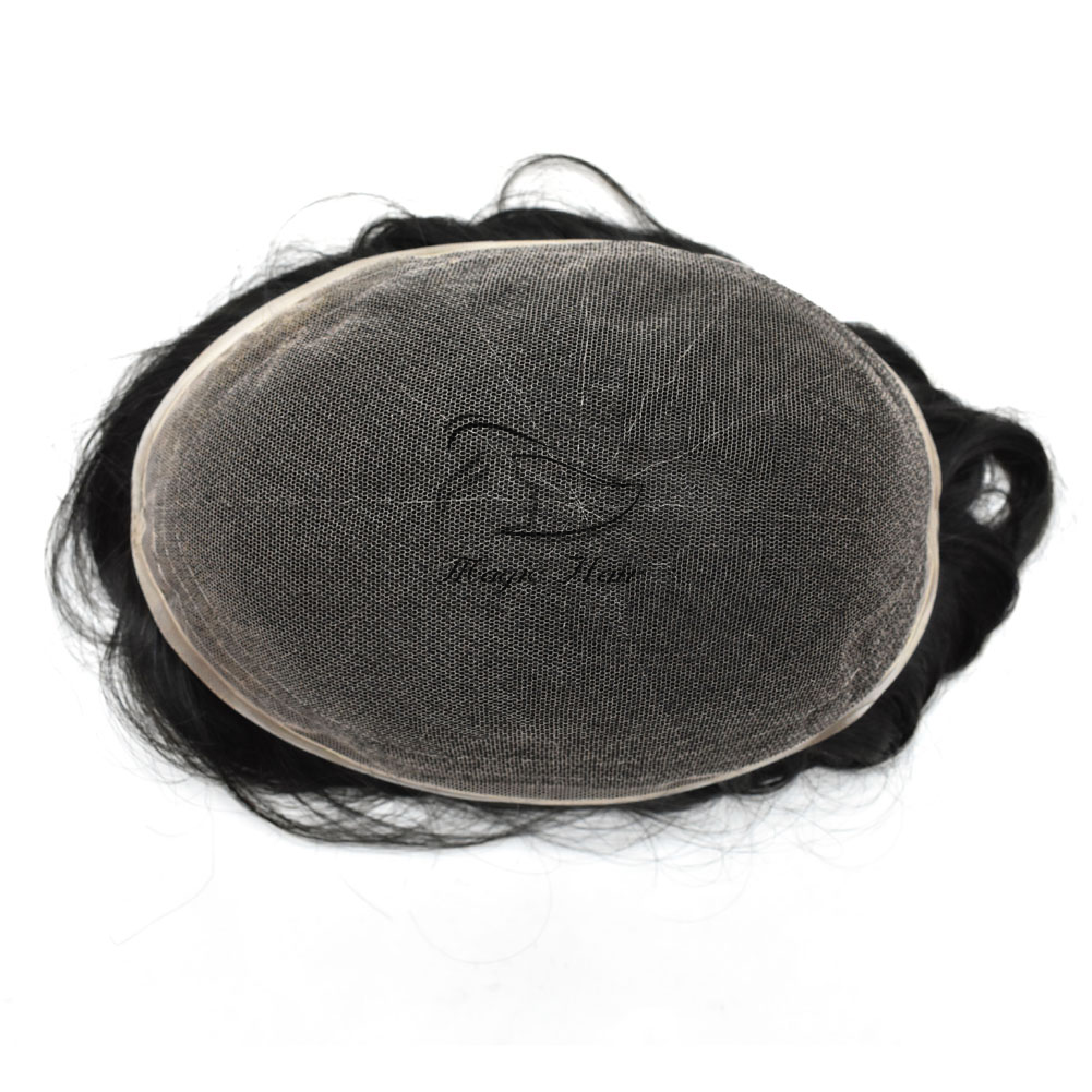 Men Full Lace Toupee Brazilian Human Remy Hair Wig For Males Comfortable As Like Own Hair(Full Lace)