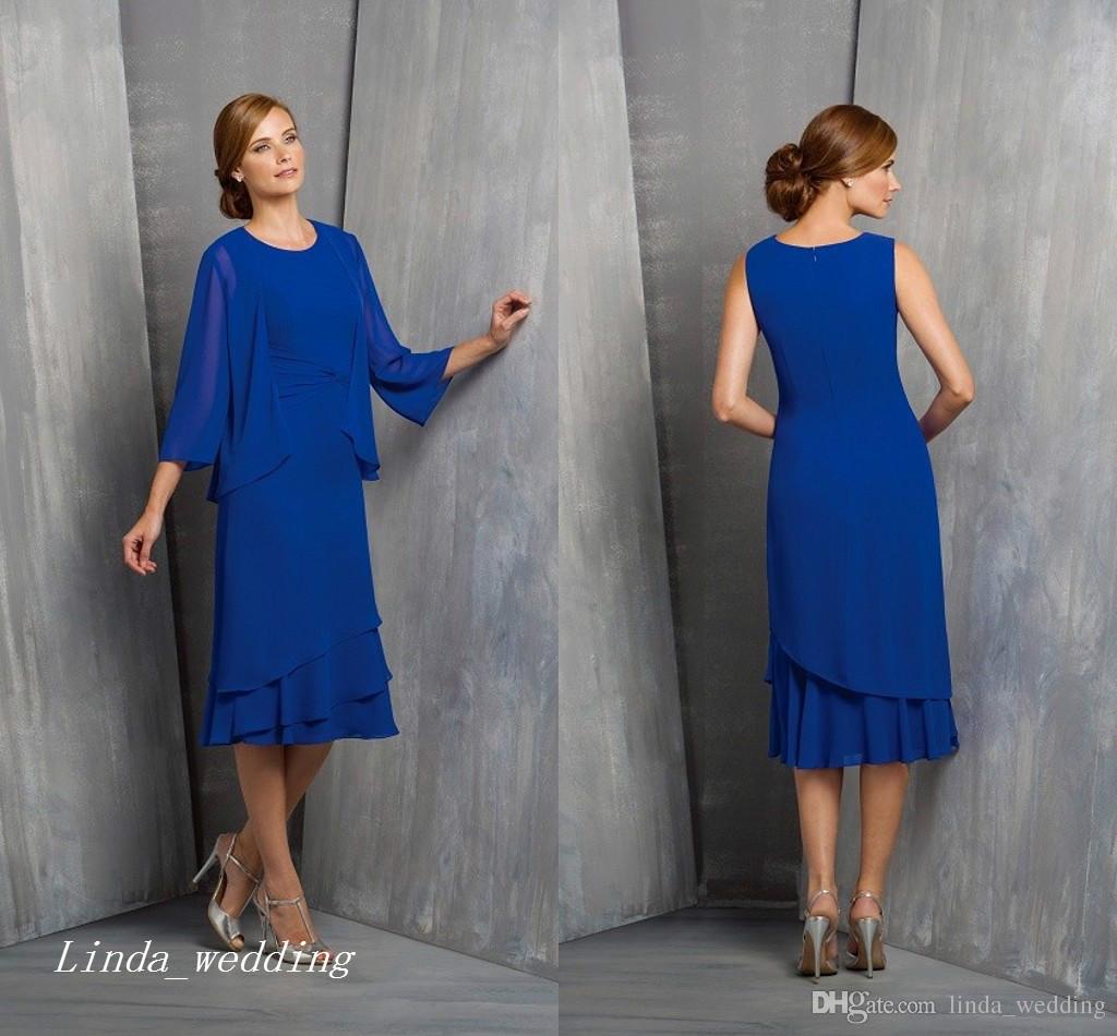 2019 Royal Blue Mother Of The Bride Groom Dress With Jacket 2 Pieces Formal Wedding Party Evening Gown Plus Size vestido de madrinha