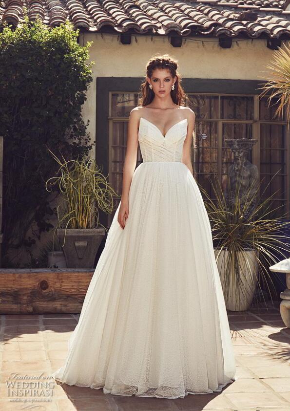 2019 Calla Blanche Beach Wedding Dresses Sweep Train Sweetheart Lace A Line Bohemian Wedding Dress Custom Made Glitter Bridal Gowns
