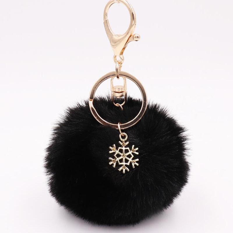 10pcs/Lot Girls Fashion Jewelry Keychains Party Favors Lovely Fluffy Balls Snow Key Ring Baby Shower Gift For Women Bags Decor 8cm