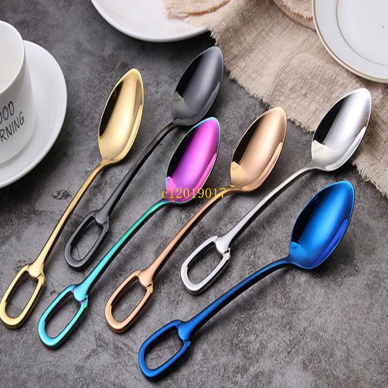 free shipping 10set Creative Nordic 304 stainless steel tableware set hanging hole series knife fork spoon practical Western tableware set o