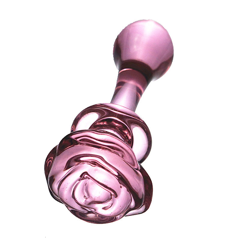 New Pink Rose Glass Anal Plug Smooth Anal Beads Prostata Massage Glass Butt Plug Adult Sex Toys for Women Men Glass Dildo Y191024