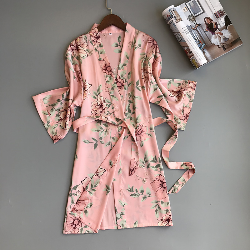 Pajama Sets Silks Satins Sleepwear Sexy Nightwear Floral Pijama Mujer V-neck Pajamas For Women Ladies Female Lounge Wear Pyjamas SH190705