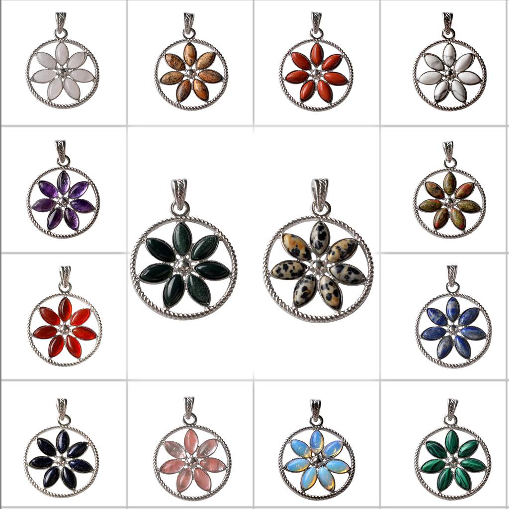 7 petals flower pendant ladies color rainbow romantic pendant necklace daily clothes wild
