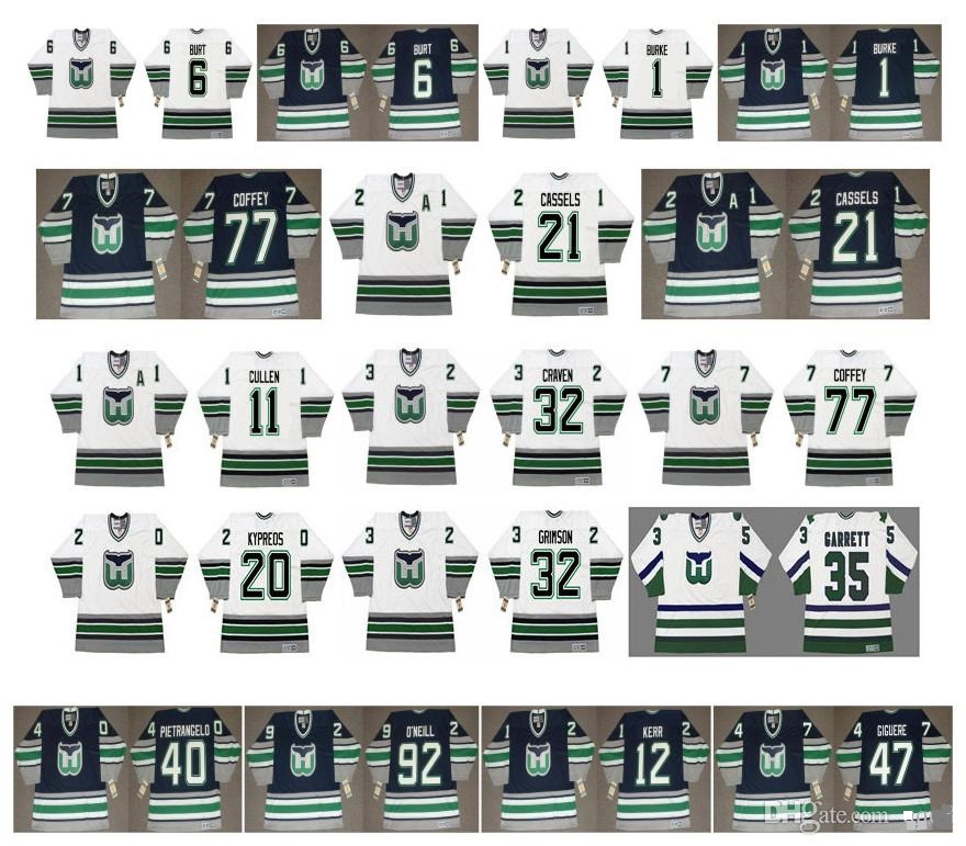 Vintage Hartford Whalers Jerseys 20 KYPREOS 32 GRIMSON 35 Garrett 11 Cullen 32 Craven 77 PAUL COFFEY 21 ANDREW CASSELS CCM Custom Hockey, Colour 3
Vintage Hartford Whalers Jerseys 20 KYPREOS 32 GRIMSON 35 Garrett 11 Cullen 32 Craven 77 PAUL COFFEY 21 ANDREW CASSELS CCM Custom Hockey, Colour 3