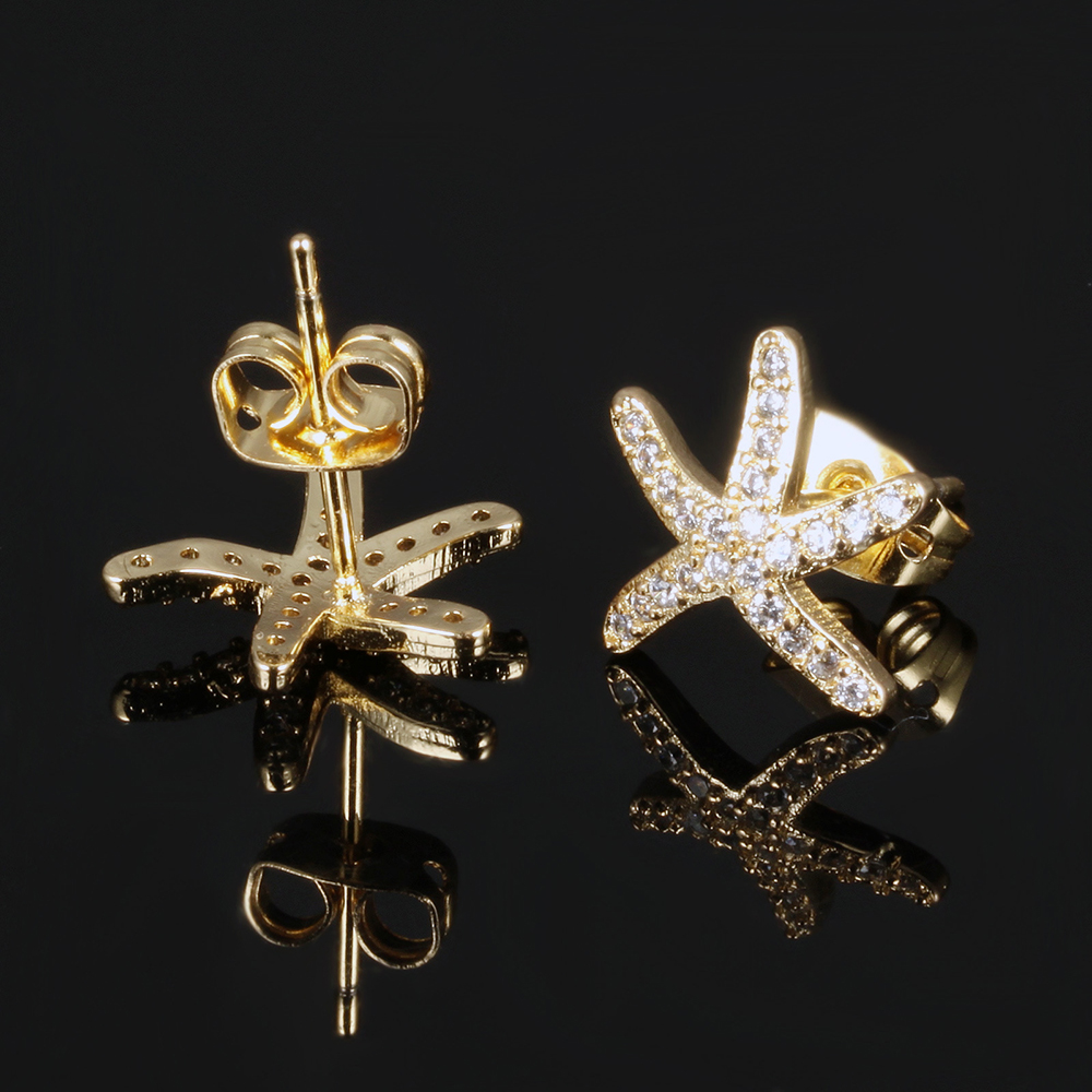 Charm Sea Star Stud Earrings Jewelry Copper 18K Gold/Platinum Plated Earrings Jewelry Women Girl's Gift
