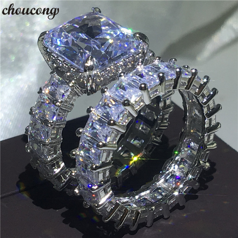 choucong Princess cut Ring Sets 925 Sterling Silver Diamond cz Engagement Wedding Band Rings For Women Men Party Finger Jewelry
choucong Princess cut Ring Sets 925 Sterling Silver Diamond cz Engagement Wedding Band Rings For Women Men Party Finger Jewelry