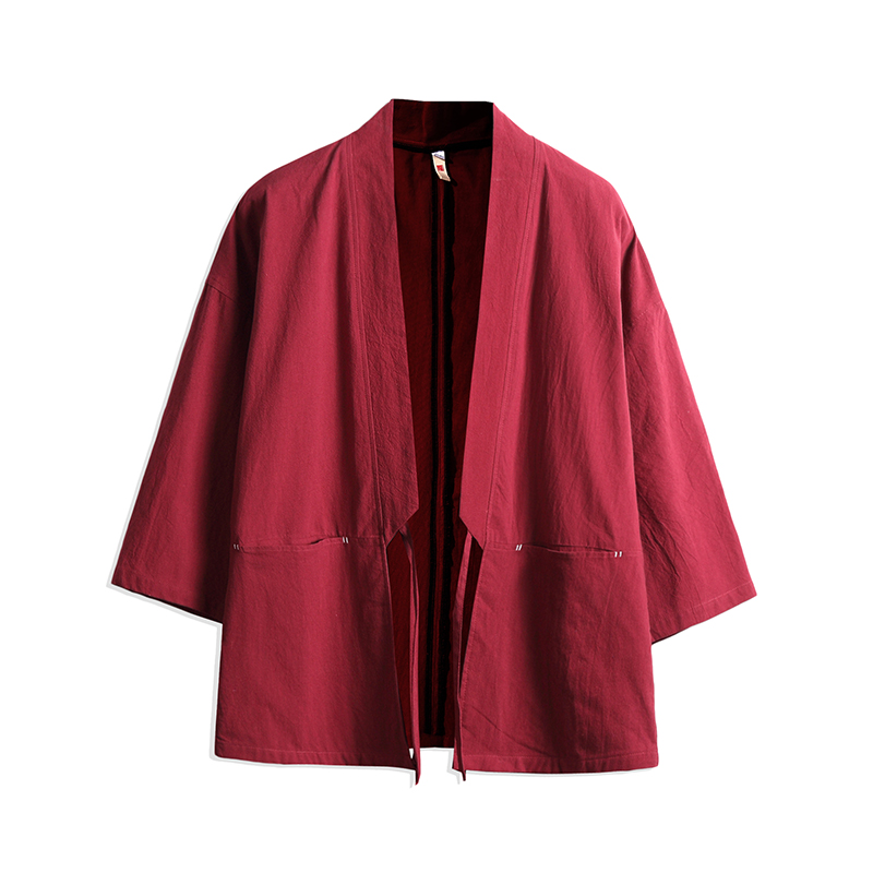 Japanese Kimono Cardigan Harajuku Men Red Cotton Kimono Haori Yukata Traditional Male Japanese Samurai Clothing PLUS SIZE 5XL