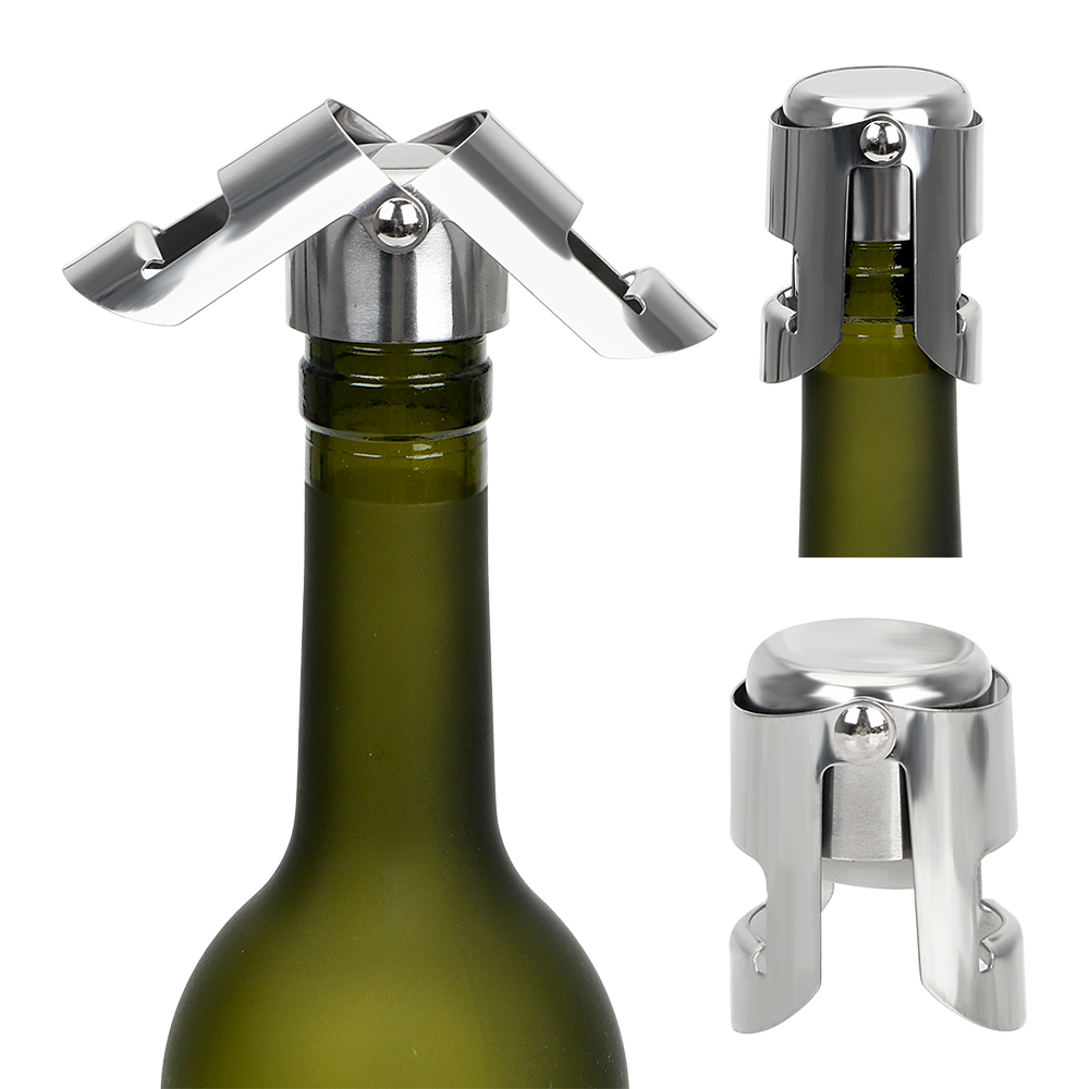 

Portable Stainless Steel Wine Bottle stopper Vacuum Sealed fresh keeping Champagne Sparkling Bottle Stopper Cap Cork Plug Wedding Bar Tool