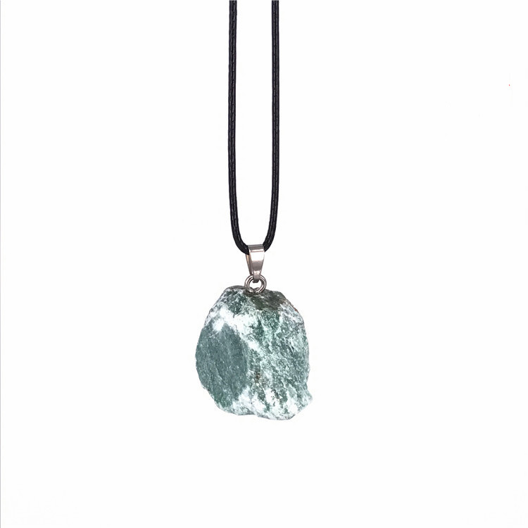 Top Square Natural Irregular Shape Gemstone Rose Quartz Healing Crystal Stone Pendant Unisex Necklace