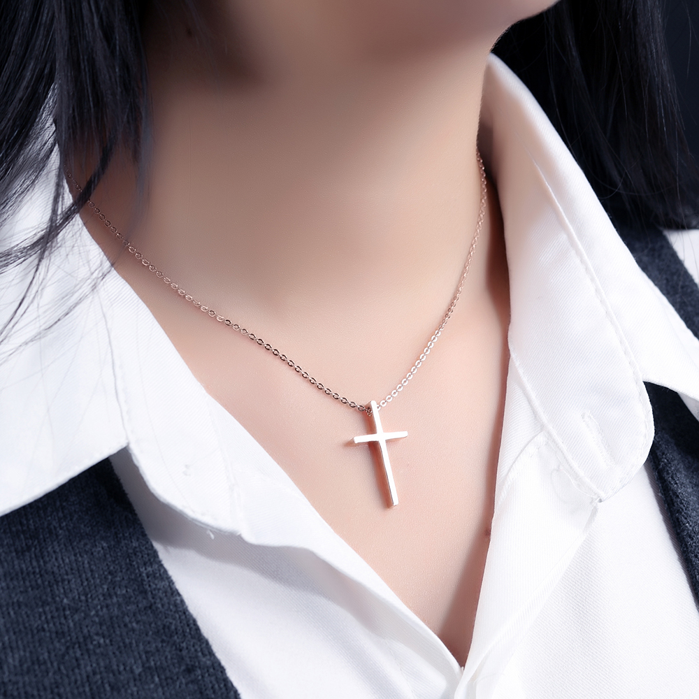 Can Lettering Cross Pendants Necklace Jewelry Stainless Steel Gold Plated Men Women Lover Gift Religious Jewelry