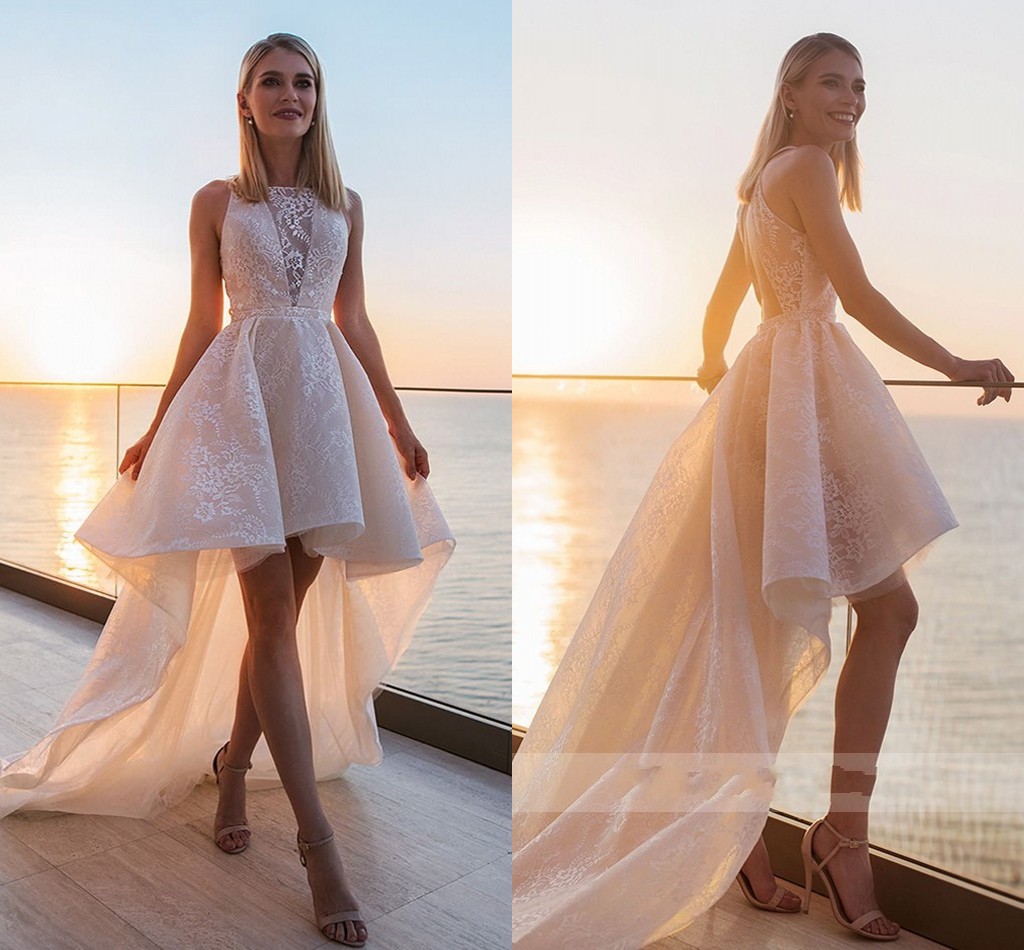 2020 Stunning Hi Lo Wedding Dresses Ruffle Bateau Keyhole Backless High Low Beach Wedding Dress Party Bridal Gowns Lace Formal Dress, Ivory
2020 Stunning Hi Lo Wedding Dresses Ruffle Bateau Keyhole Backless High Low Beach Wedding Dress Party Bridal Gowns Lace Formal Dress, Ivory